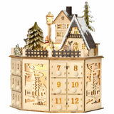 24 Compartments Warm LED Light Ambience Christmas Wooden Advent Calendar - Image 1