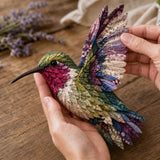 3D Fabric Patchwork Bird Kit No Sew Layered Textile Art Craft With Wooden Stand - Image 1
