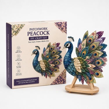 3D Fabric Patchwork Bird Kit No Sew Layered Textile Art Craft With Wooden Stand - Image 2