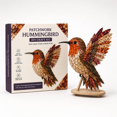3D Fabric Patchwork Bird Kit No Sew Layered Textile Art Craft With Wooden Stand - Image 11