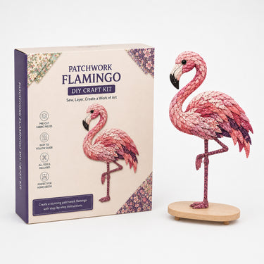 3D Fabric Patchwork Bird Kit No Sew Layered Textile Art Craft With Wooden Stand - Image 7