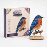 3D Fabric Patchwork Bird Kit No Sew Layered Textile Art Craft With Wooden Stand - Image 4