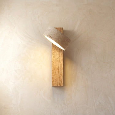 Adjustable Natural Stone Wall Sconce With Wooden Backplate - Image 2