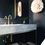 Alabaster Elongated Wall Sconce With Metal Frame - Image 2