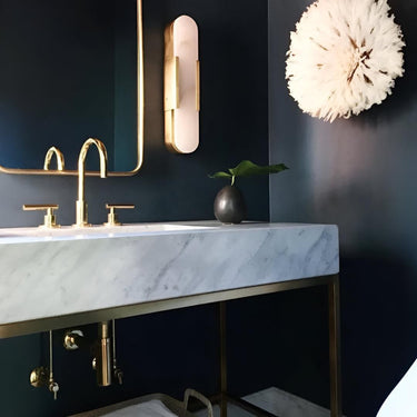 Alabaster Elongated Wall Sconce With Metal Frame - Image 2