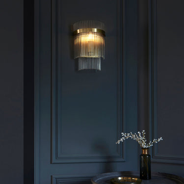 Antique Brass Cylindrical Glass Rod Wall Light - Image 2