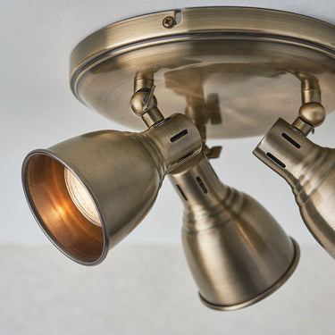 Antique Brass Round Spotlight With Adjustable Ceiling Mount - Image 4