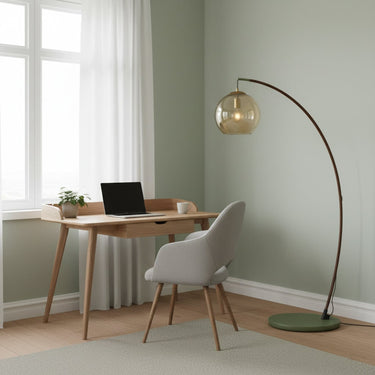 Arc Floor Lamp With Spherical Glass Shade - Image 6