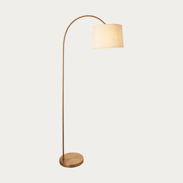 Arched Brass Floor Lamp With Fabric Shade - Image 1