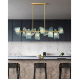 Art Glass Chandelier With Peacock Feather Design - Image 2