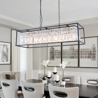 Black Crystal Linear Chandelier With Adjustable Chain - Image 8