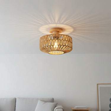 Boho 20cm Rattan Ceiling Light - Image 1