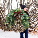 Boho Holiday Farmhouse Christmas Wreath - Image 1