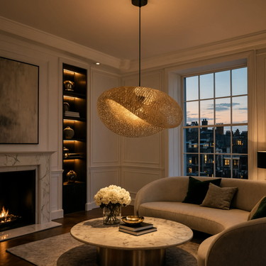 Braided Bamboo Pendant Light With Warm Glow - Image 2