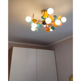 Branching Bubble Chandelier With Milk Glass Shades - Image 6