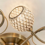 Brass Mesh Semi Flush Light With Clear Glass Beads - Image 6