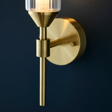 Brass Ribbed Glass Wall Light With Circular Back Plate - Image 6