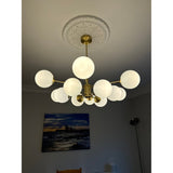 Brass Sputnik Chandelier With Opal Glass Globes - Image 2