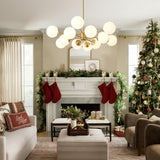 Brass Sputnik Chandelier With Opal Glass Globes - Image 4