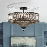 Carved Crystal Drum Semi Flush Mount Ceiling Light - Image 1
