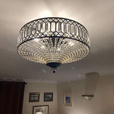 Carved Crystal Drum Semi Flush Mount Ceiling Light - Image 4