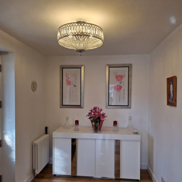 Carved Crystal Drum Semi Flush Mount Ceiling Light - Image 6