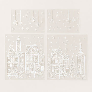 Christmas Window Sticker Set 78-Piece Static Cling Village Decoration With Snowflakes And Stars - Image 8