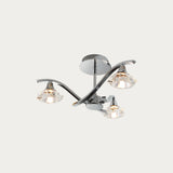 Chrome Semi Flush Light With Clear Crystal Shades - Image 1