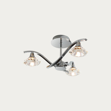 Chrome Semi Flush Light With Clear Crystal Shades - Image 1