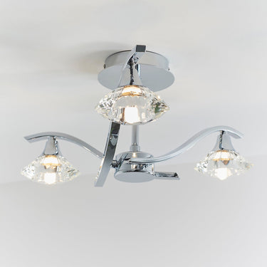 Chrome Semi Flush Light With Clear Crystal Shades - Image 3