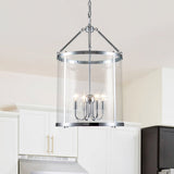 Clear Glass Cylinder Lantern Pendant Light With Metal Frame - Image 7