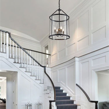 Clear Glass Cylinder Lantern Pendant Light With Metal Frame - Image 2
