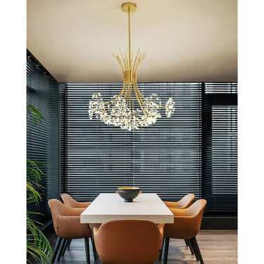 Crystal Flower Chandelier With Modern Metal Design - Image 2
