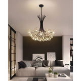 Crystal Flower Chandelier With Modern Metal Design - Image 4