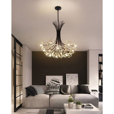 Crystal Flower Chandelier With Modern Metal Design - Image 4