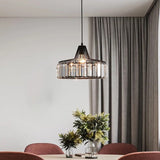 Cylindrical Cage Pendant Light With Crystal Accents - Image 2