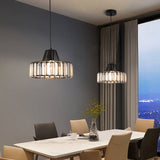 Cylindrical Cage Pendant Light With Crystal Accents - Image 3