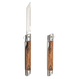 Damascus Pattern Folding Knife With Stainless Steel Blade And Wood Handle For Camping Hiking And Edc - Image 6