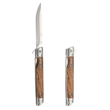 Damascus Pattern Folding Knife With Stainless Steel Blade And Wood Handle For Camping Hiking And Edc - Image 8