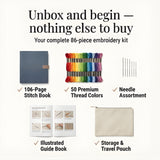 Embroidery Book Set With Step-By-Step Instructions For 106 Stitches And Removable Linen Pages - Image 3