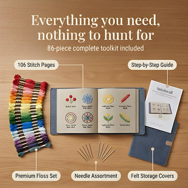 Embroidery Book Set With Step-By-Step Instructions For 106 Stitches And Removable Linen Pages - Image 5