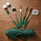 Father's Day Golf Themed Bbq Tool Set 7-Piece Stainless Steel Grilling Accessories With Non-Slip Rubber Grips - Image 1