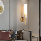 Faux Alabaster Metal Wall Light With Brushed Brass Finish - Image 2