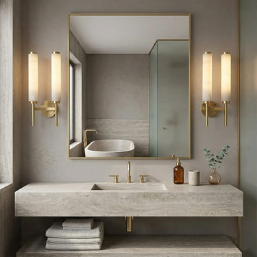 Faux Alabaster Metal Wall Light With Brushed Brass Finish - Image 4