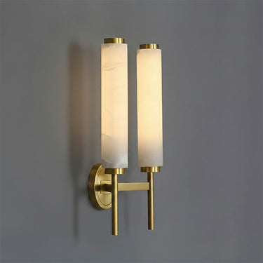 Faux Alabaster Metal Wall Light With Brushed Brass Finish - Image 7