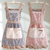 Floral Cooking Apron With Pockets And Adjustable Straps For Home And Restaurant Use - Image 1