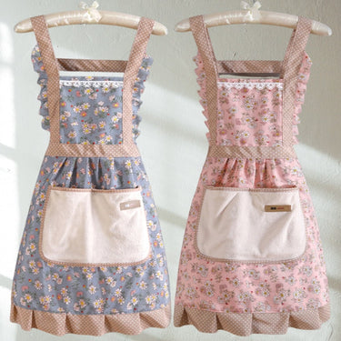 Floral Cooking Apron With Pockets And Adjustable Straps For Home And Restaurant Use - Image 1