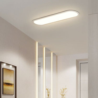 Flush Mount Oval Ceiling Light With Metal Frame And Acrylic Shade - Image 5