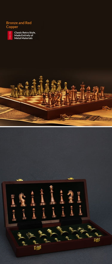 Foldable Portable Chess Set With Alloy Pieces For International Play - Image 7