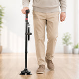 Foldable Quad Cane With Pivoting Base Cushioned T-Handle And LED Light - Image 3